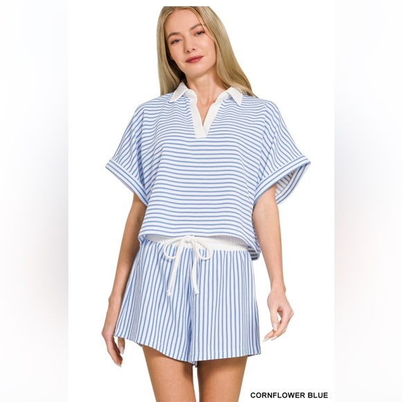 Zenana Outfitters Tops - Zenana Striped Short Set